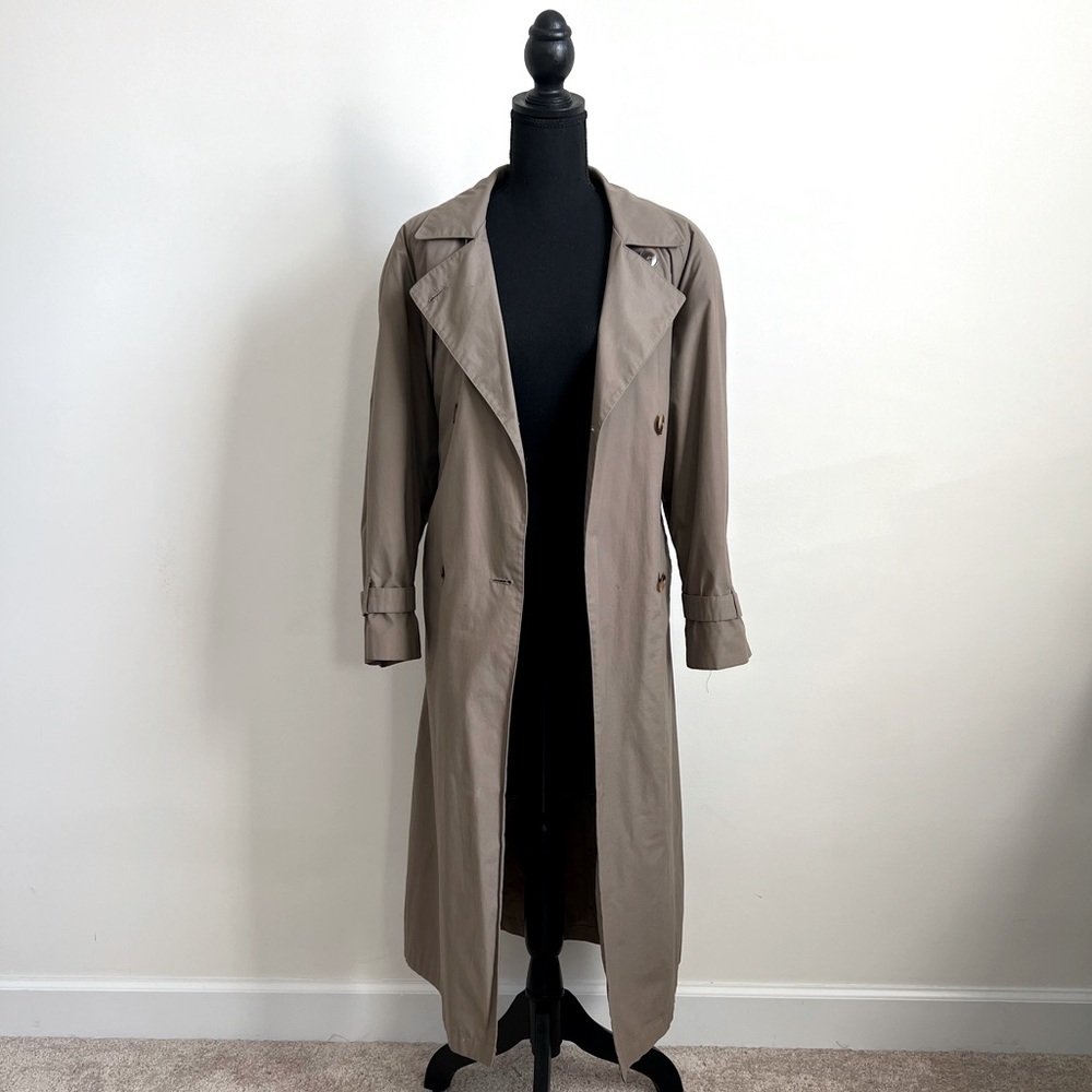 Long Oversized Trench! Petites Vintage 80s Long Trench Coat women’s 2P or 4P